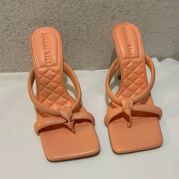 Gianni Bini Bement Leather Tubular Thong Dress Sandals corral - Picture 4 of 10